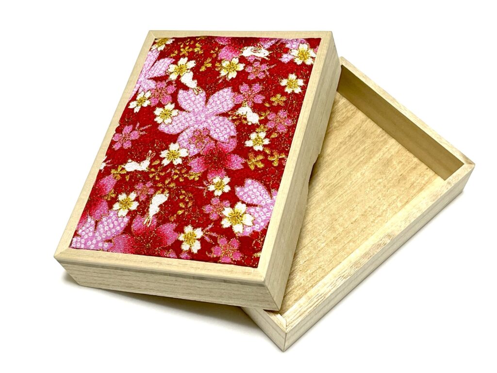 kimono pattern chirimen crepe fabric box